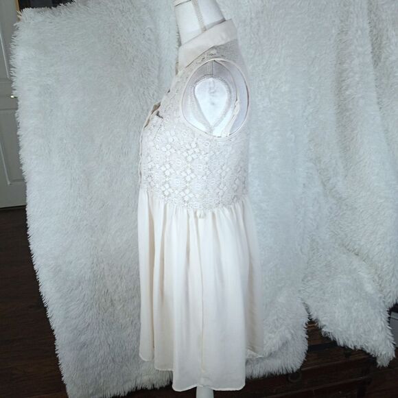 DRESS CLUB CREAM LACE SHIRT DRESS W/CAMI DRESS SZ.L EUC - Picture 5 of 9